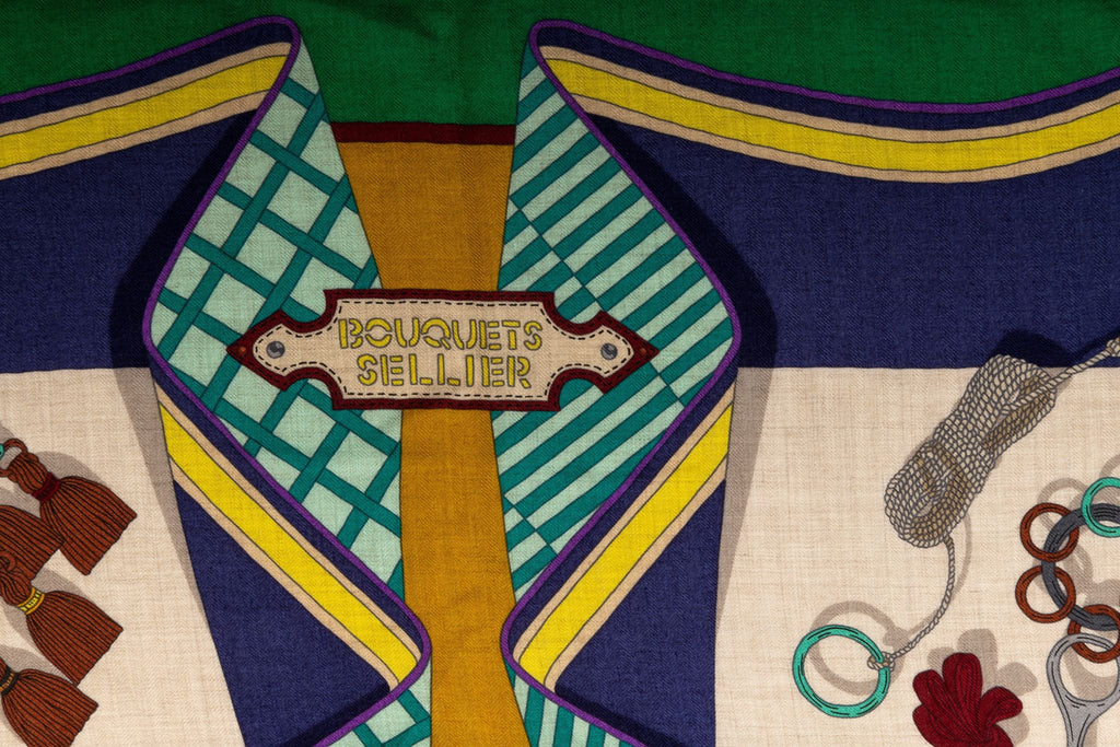 Hermes Bouquet Sellier Cashmere Shawl