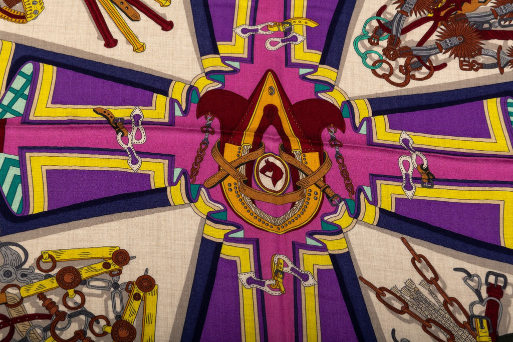 Hermes Bouquet Sellier Cashmere Shawl