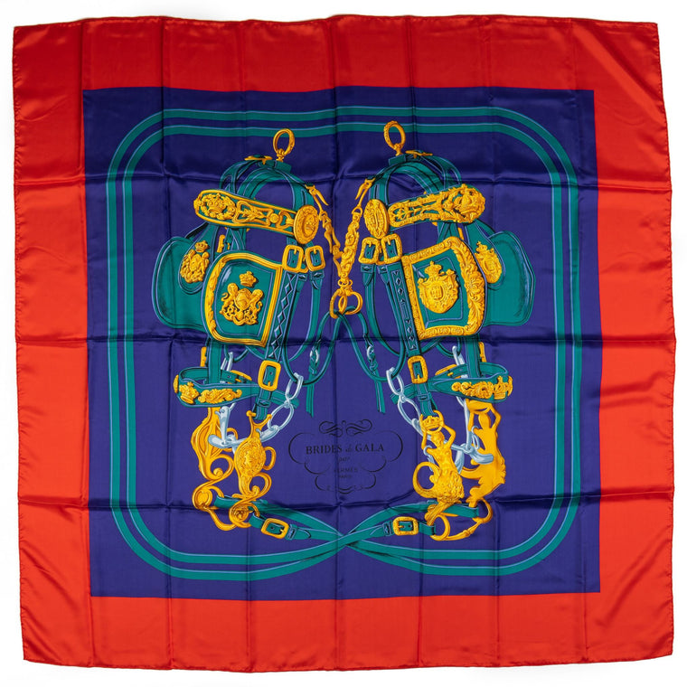 Hermès Red Brides de Gala Silk Shawl