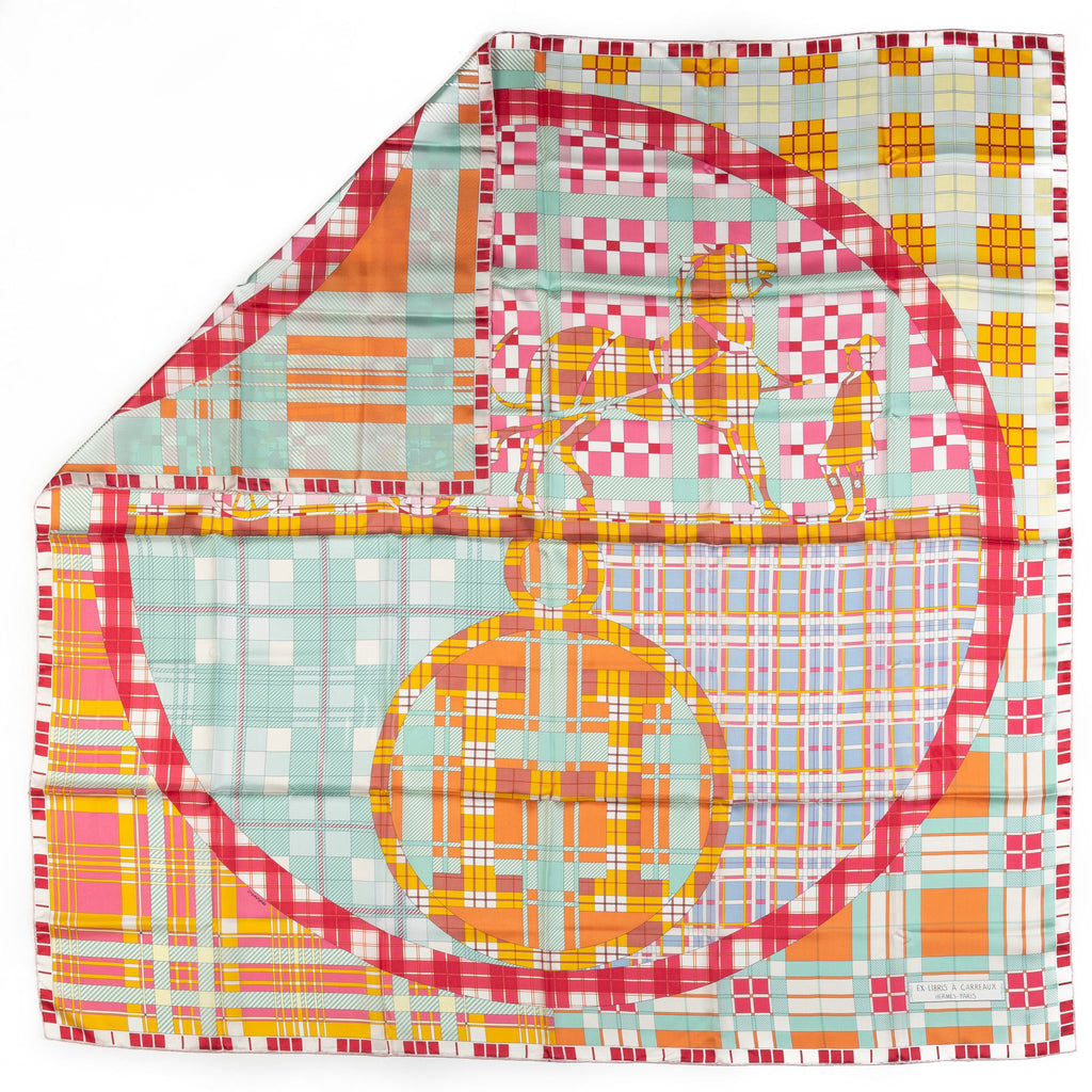Hermès New Ex Libris a Carreaux Shawl