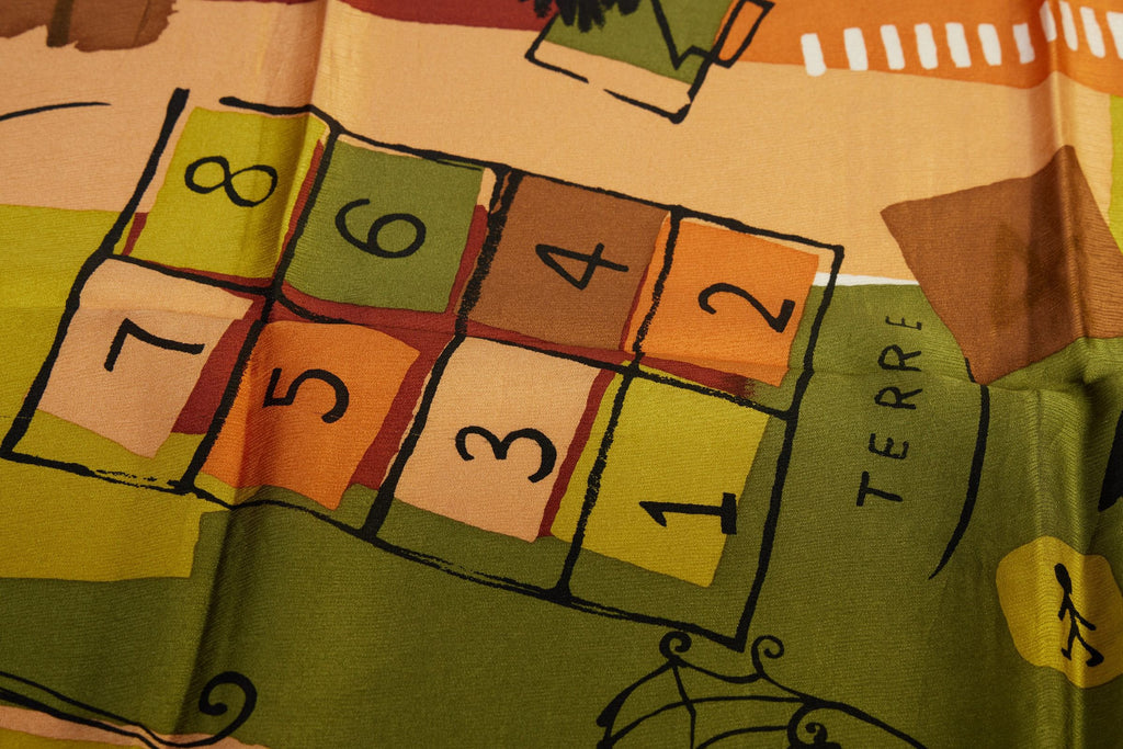 Sonia Rykiel Green Orange Silk Scarf