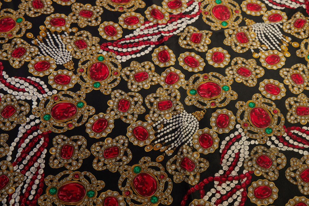 Chanel Vintage Black Gripoix Silk Scarf