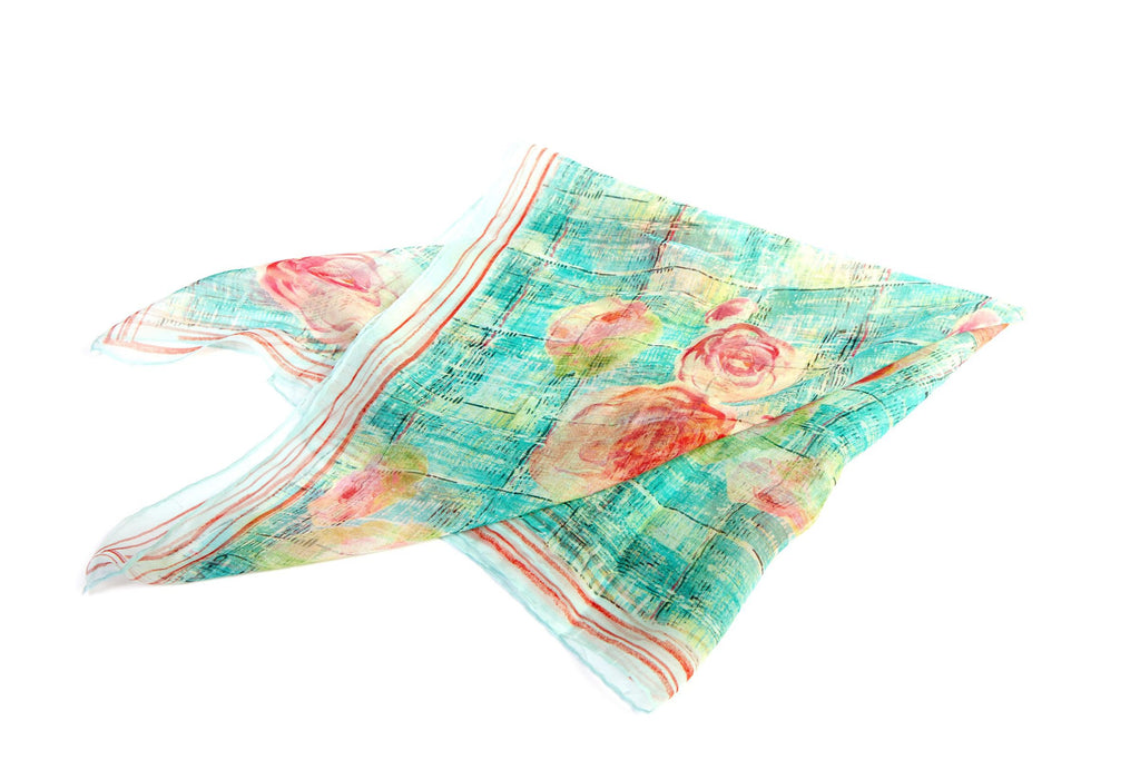 Chanel Seafoam Chiffon Camellia Scarf