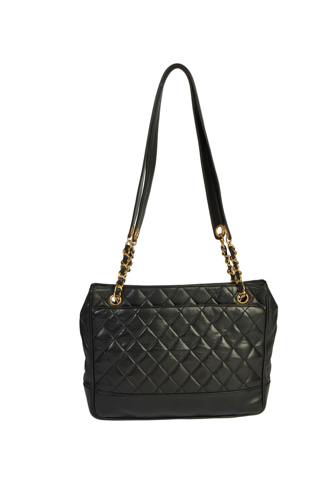 Chanel Vintage Black Quilted Zipper Tote