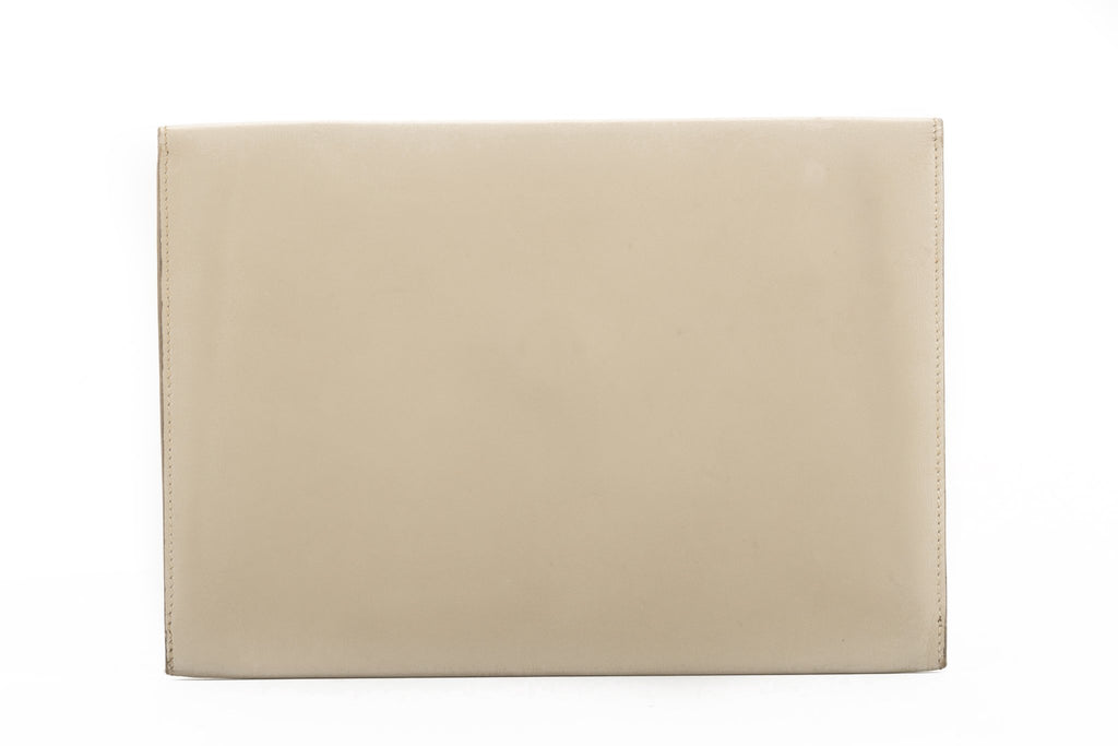 Hermes Off White Vintage Box Calf Clutch