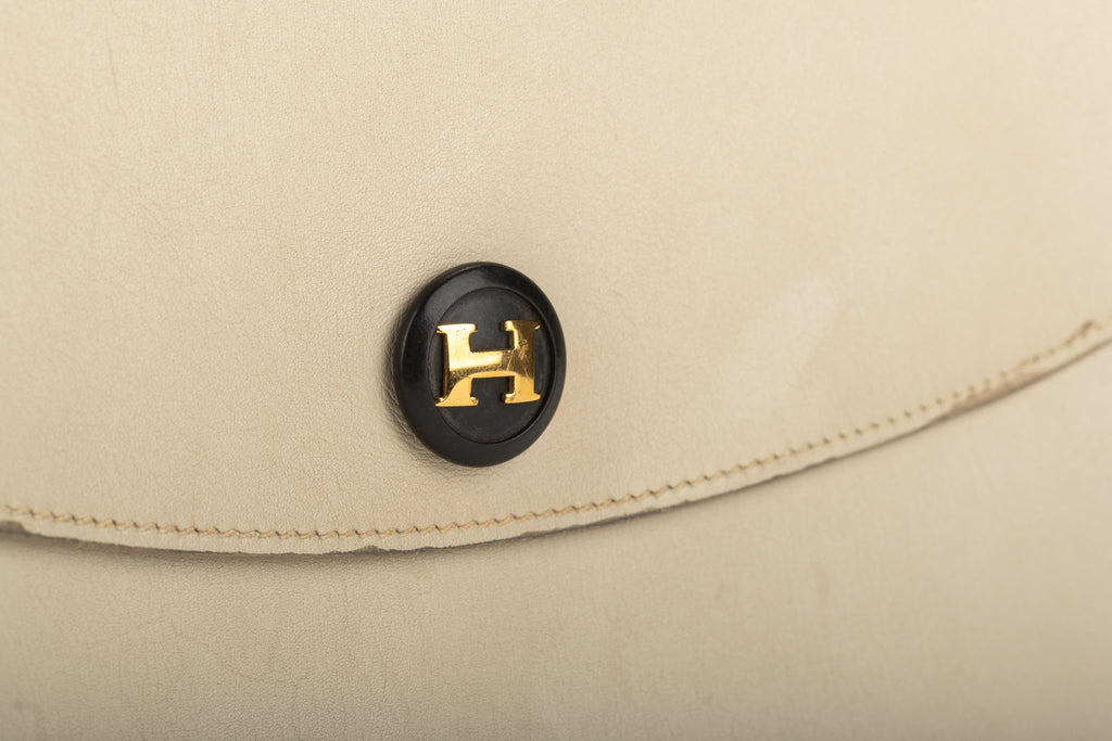 Hermes Off White Vintage Box Calf Clutch