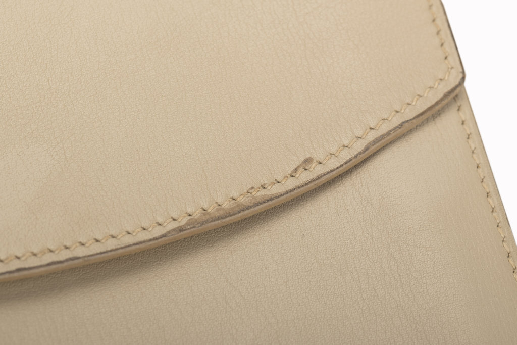 Hermes Off White Vintage Box Calf Clutch