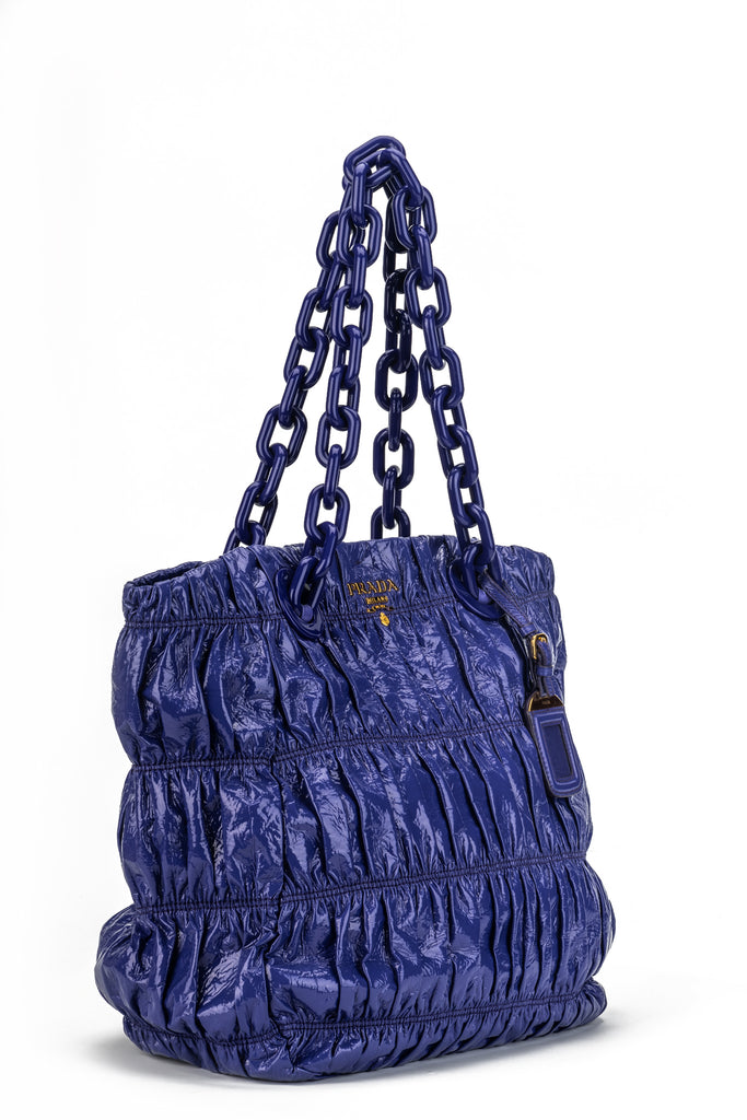 Prada BN Purple Rouched Patent Tote
