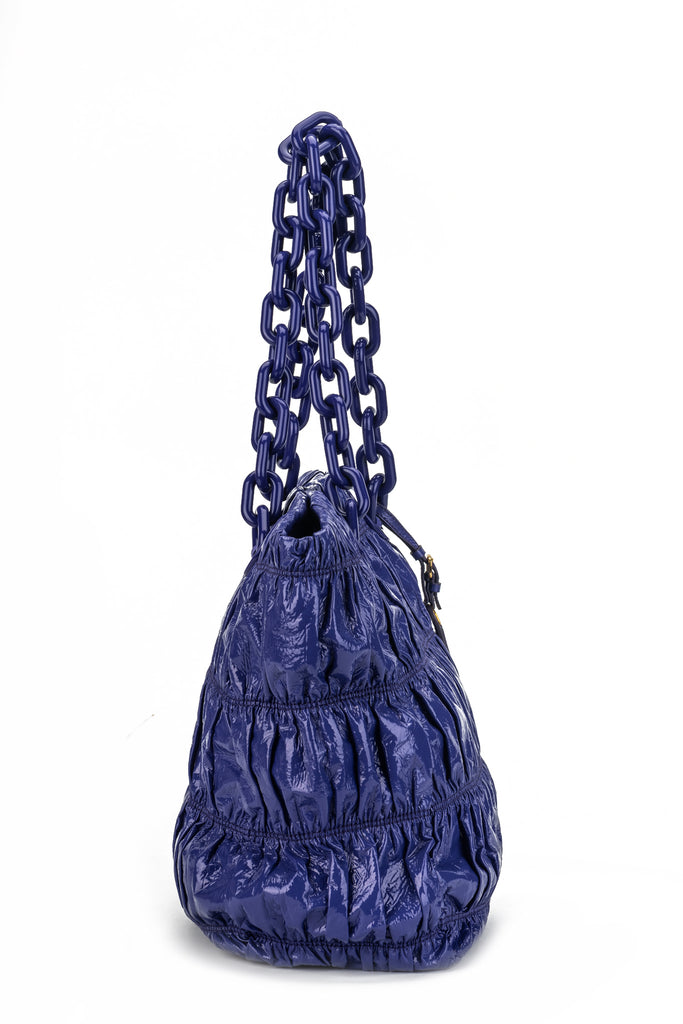Prada BN Purple Rouched Patent Tote