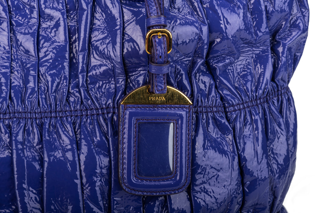 Prada BN Purple Rouched Patent Tote