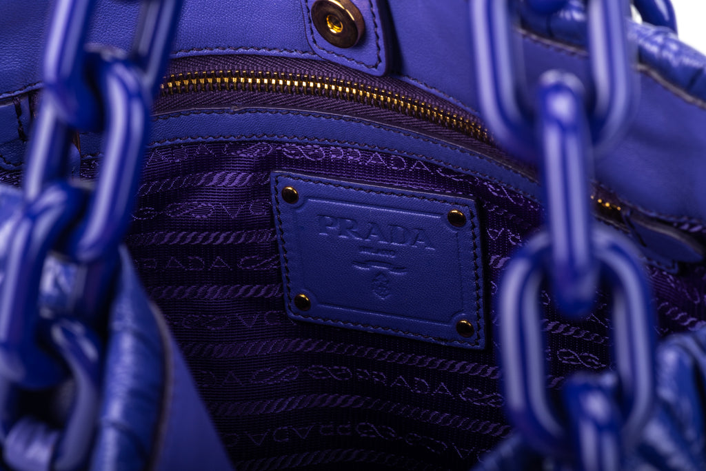 Prada BN Purple Rouched Patent Tote