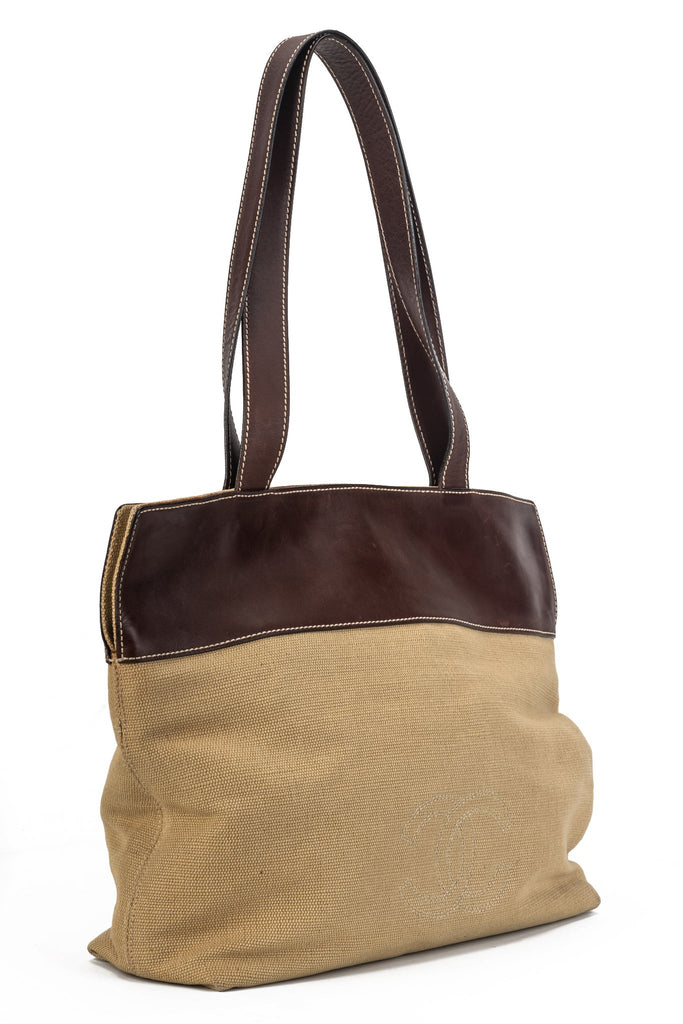 Chanel Brown Raffia Shoulder Tote