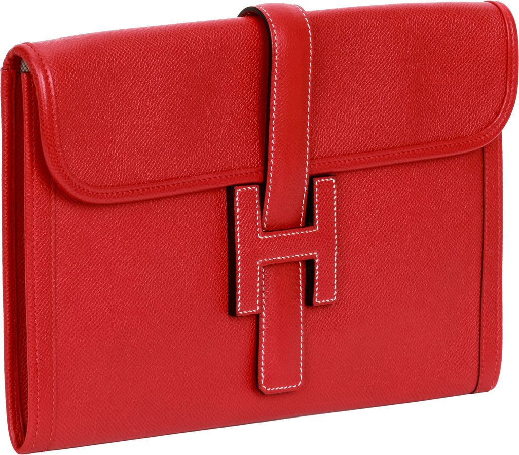Hermes Red Epsom Jige Clutch Vintage