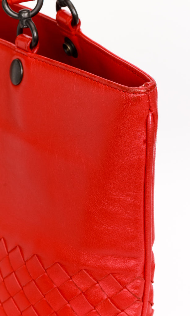 Bottega Intrecciato Red Lambskin Bag