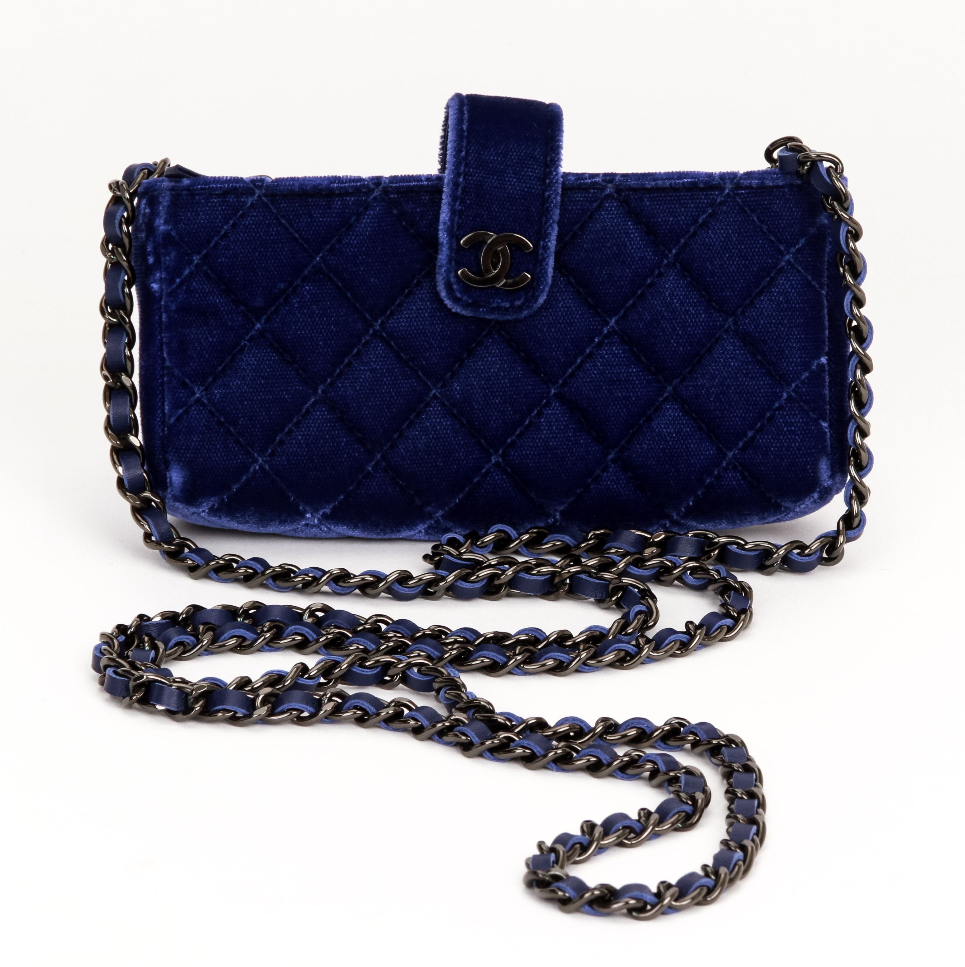 chanel mini velvet backpack Chanel Blue Velvet Mini Cross Body Bag