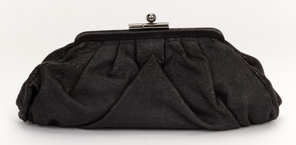 Chanel Pleated Glazed Leather Clutch