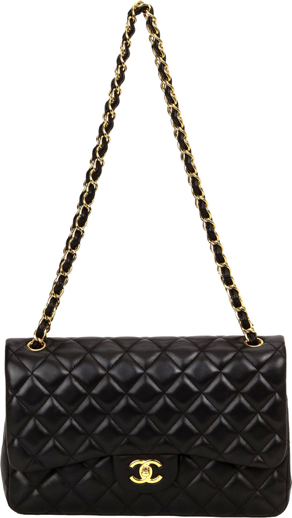 Chanel Black Lamb Jumbo Double Flap Gold