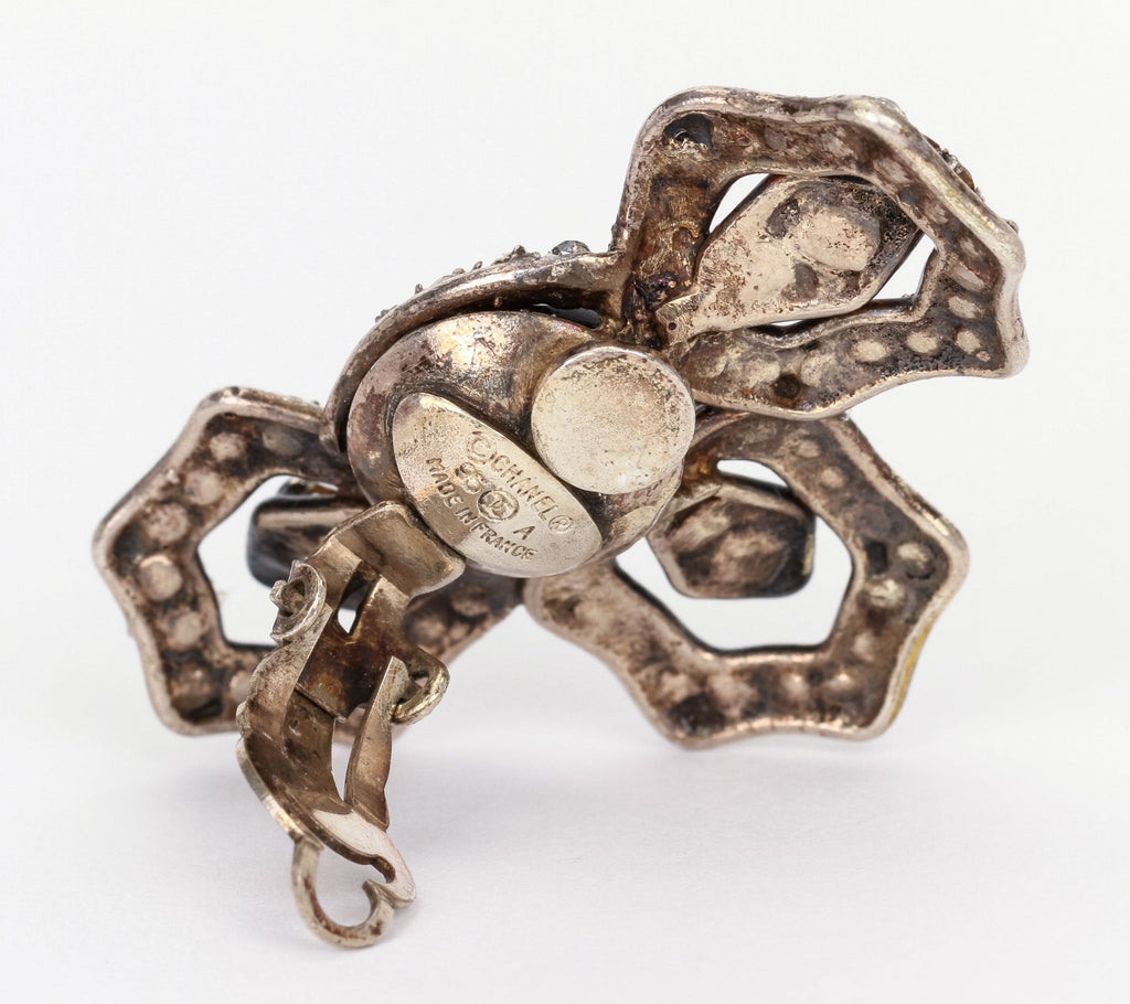 Chanel floral motif jewel like ear clips