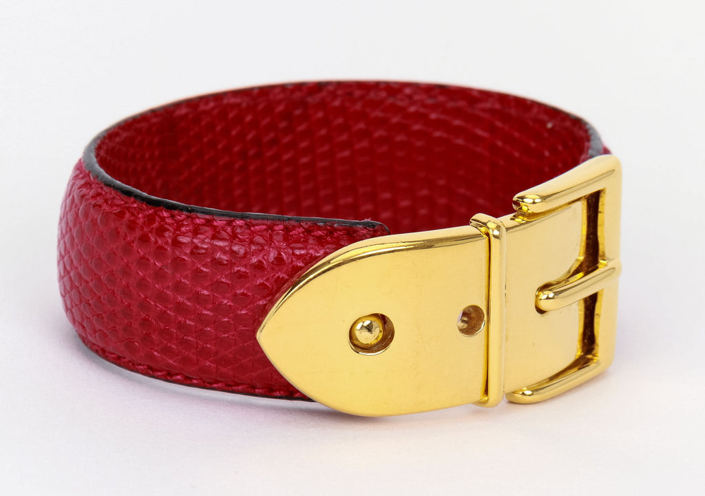 Gucci vintage red lizard gold bracelet