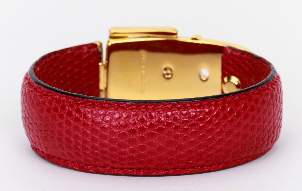 Gucci vintage red lizard gold bracelet