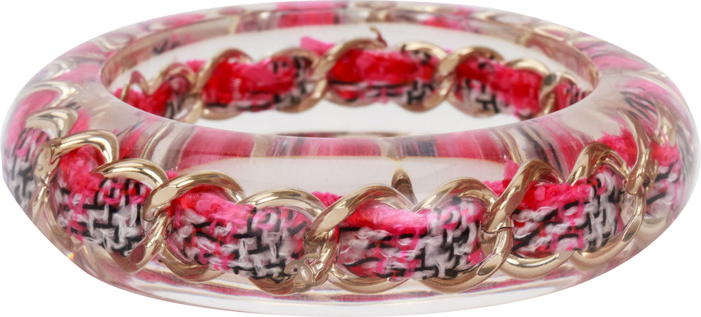 Chanel clear lucite chain inlay bracelet
