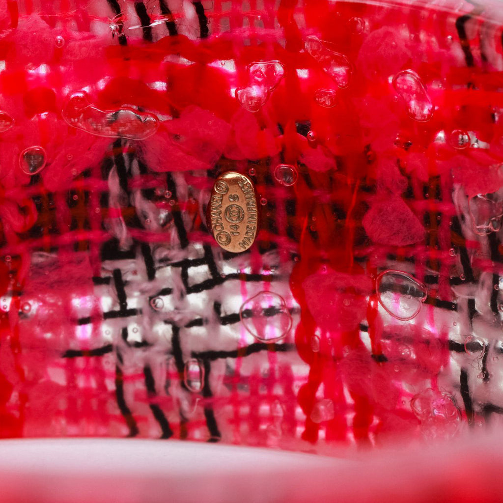 Chanel Tweed Black Inlay Lucite Bangle