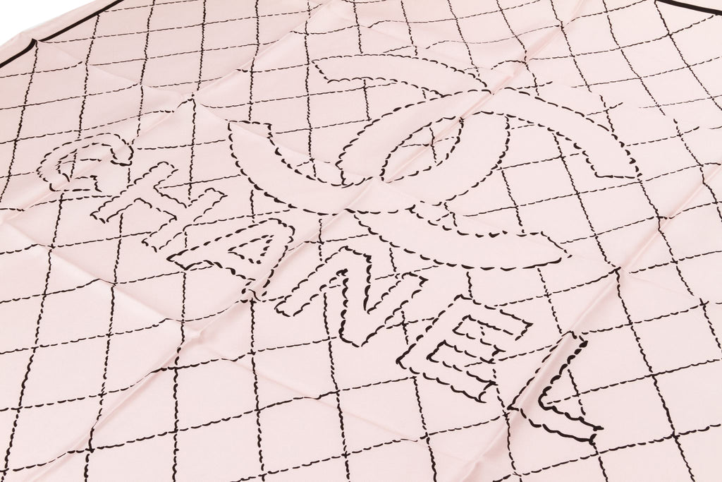 Chanel new pink and black quilted scarf