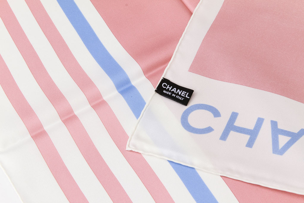 Chanel new wht/celeste/blue/blush scarf