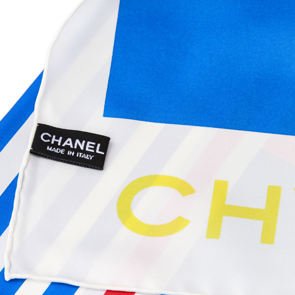 Chanel new white/blue/red/yellow scarf