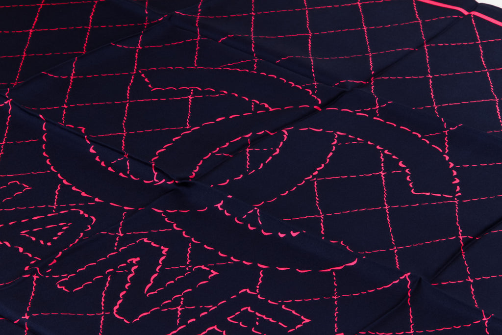 Chanel new blue with pink quilted scarf