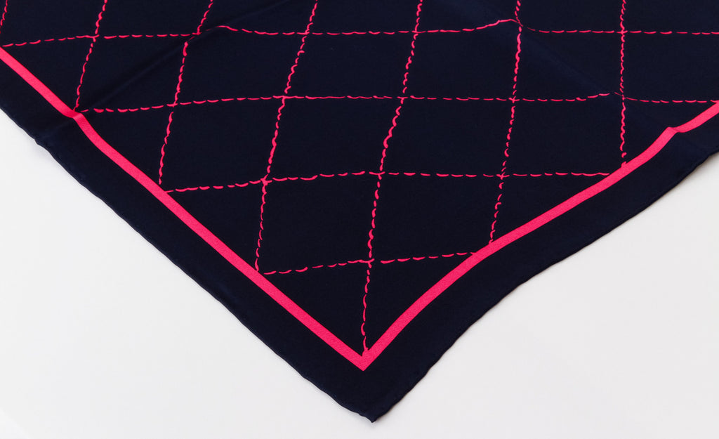 Chanel new blue with pink quilted scarf