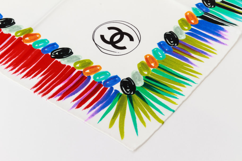 Chanel new white paint strokes scarf