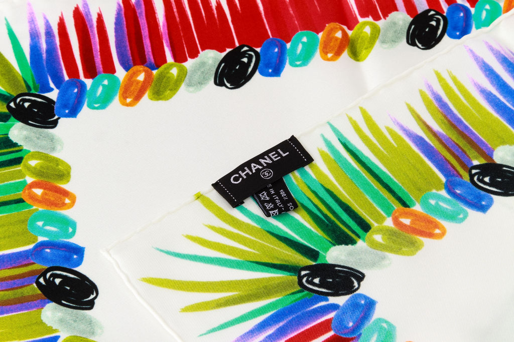 Chanel new white paint strokes scarf