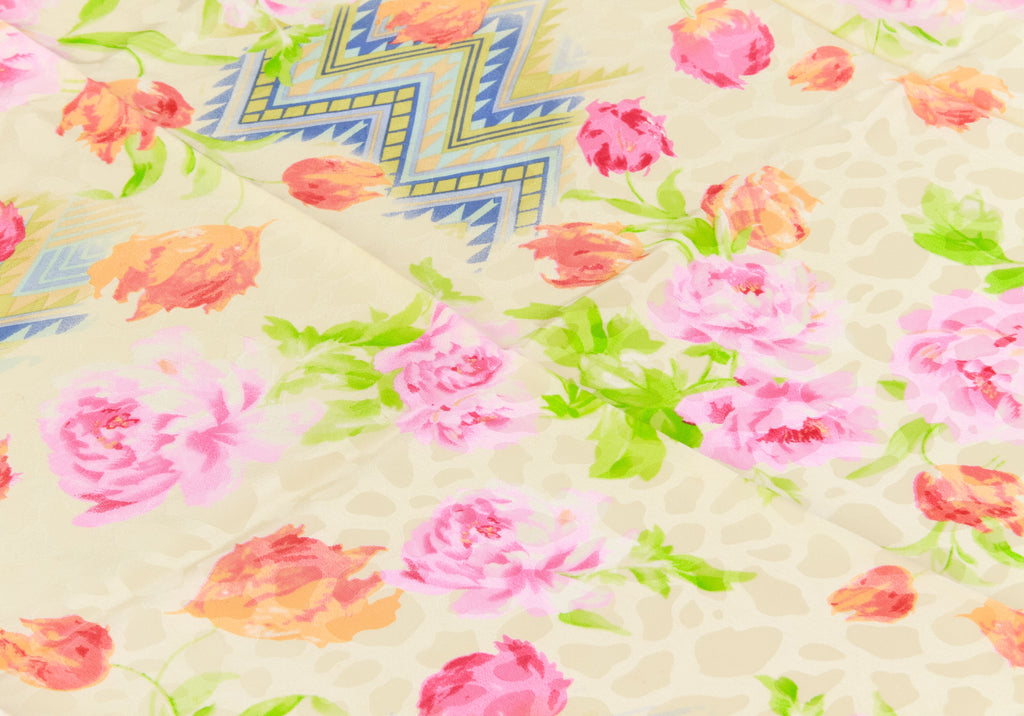 Basile 80s Blue Peonies Silk Scarf