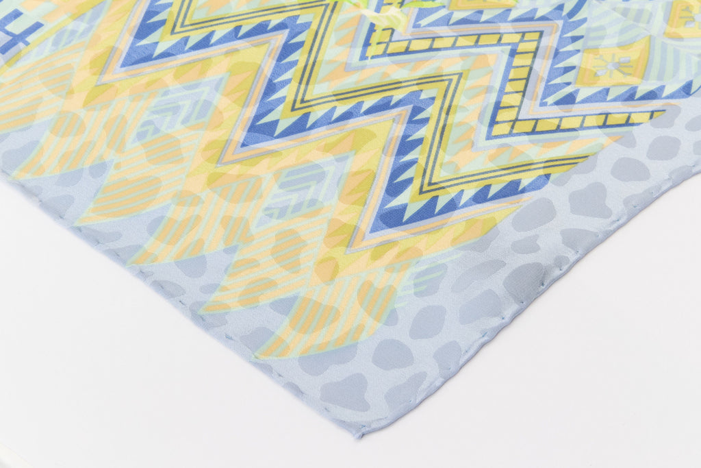 Basile 80s Blue Peonies Silk Scarf