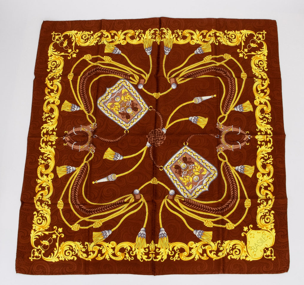 Basile 80s Brown Ribbons Silk Scarf