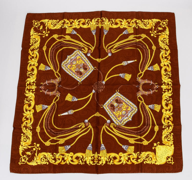 Basile 80s Brown Ribbons Silk Scarf