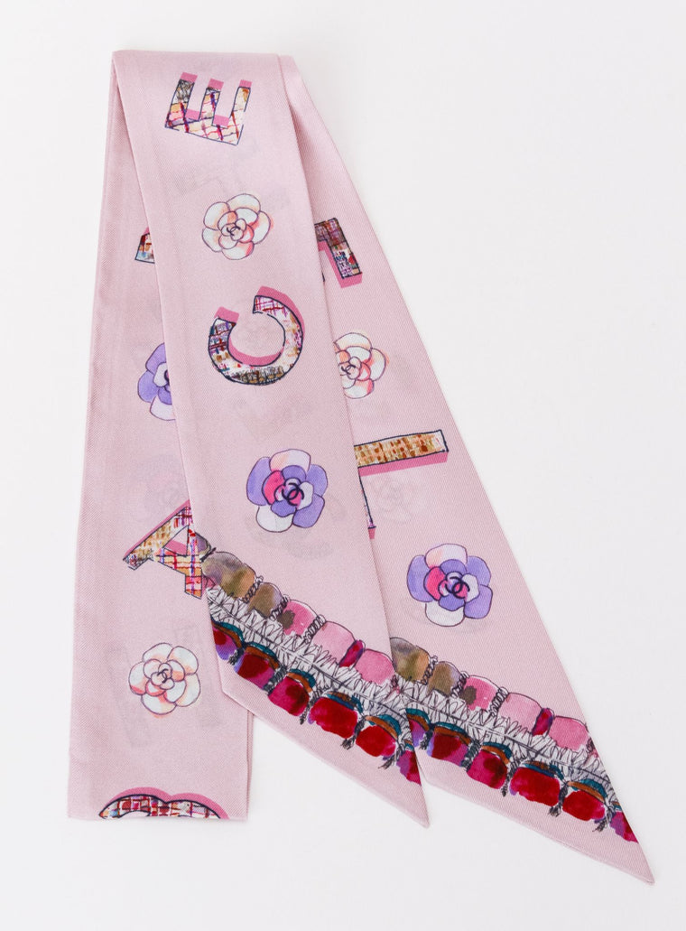 Chanel New Lavender Silk Camellia Twilly