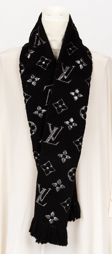 New Vuitton Black Shine Logomania Scarf