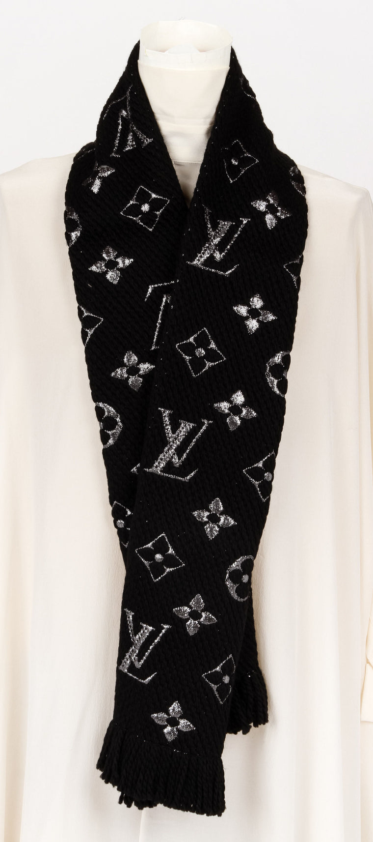 New Vuitton Black Shine Logomania Scarf