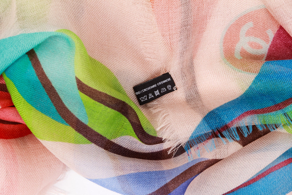 Chanel pink and Multicolor Leaves shawl