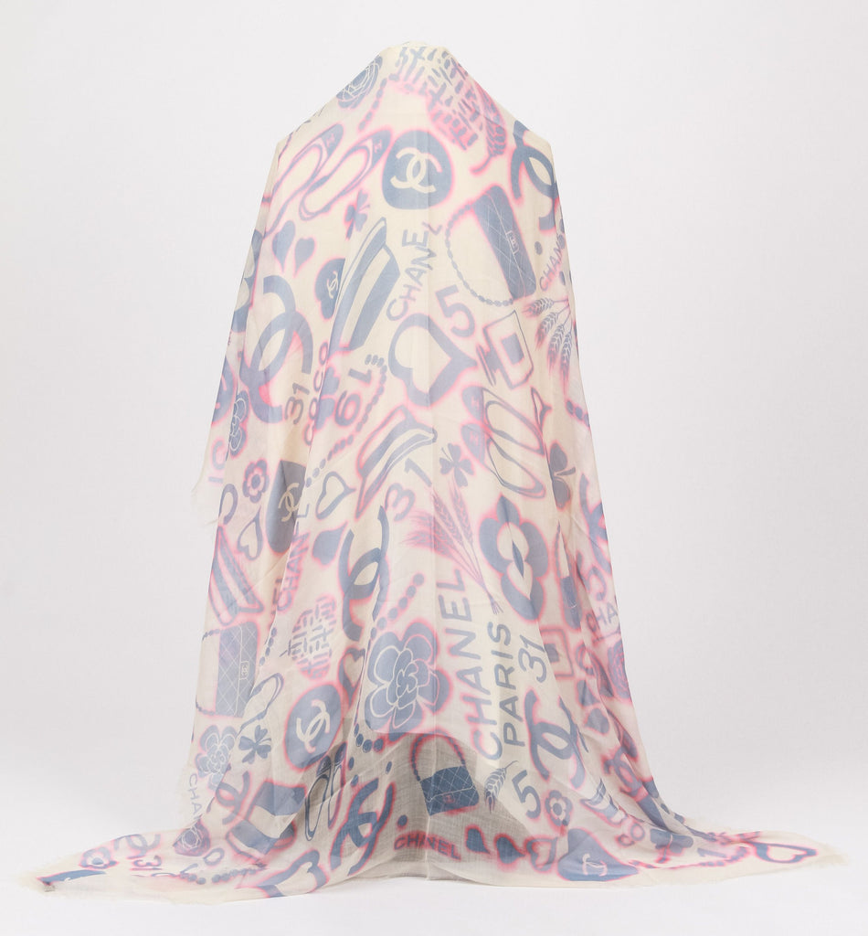 Chanel New Icons Shawl White Celeste