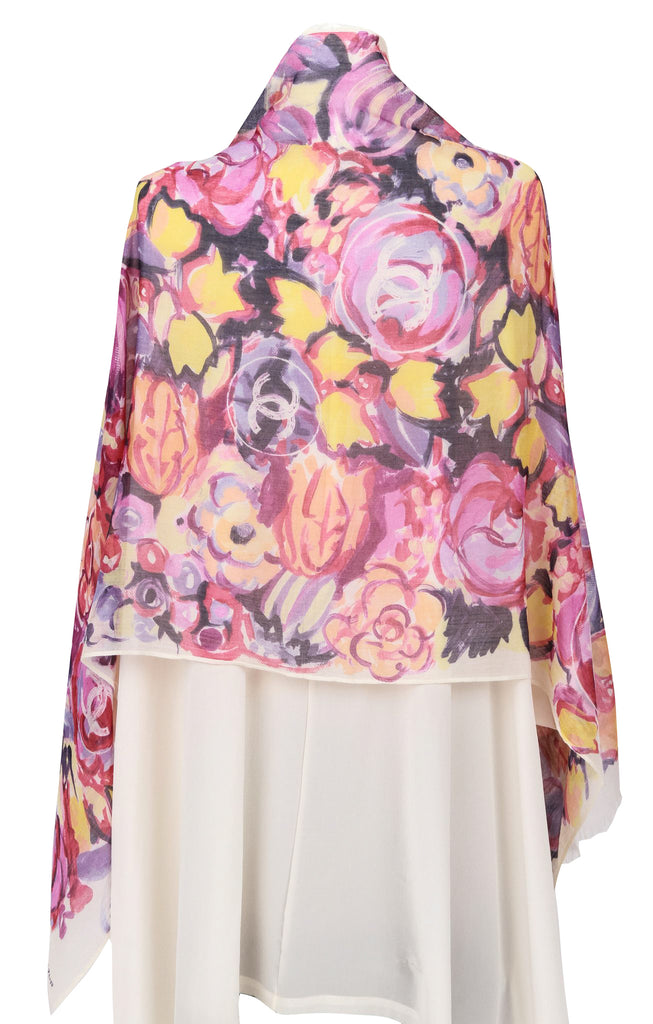 Chanel new multicolor camelias shawl