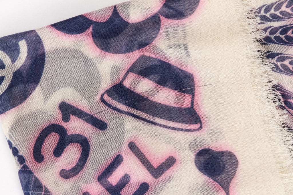 Chanel Cashmere Icons Navy Pink Shawl