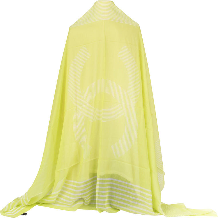 Chanel new chartreuse white stripe shawl