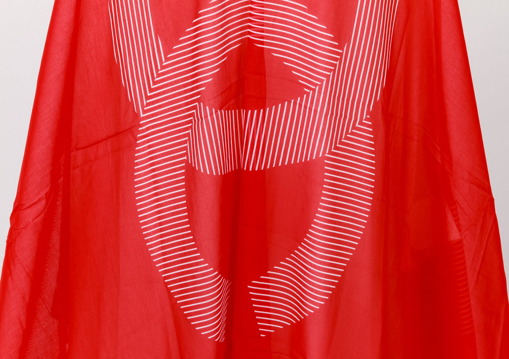 Chanel new red and white striped shawl