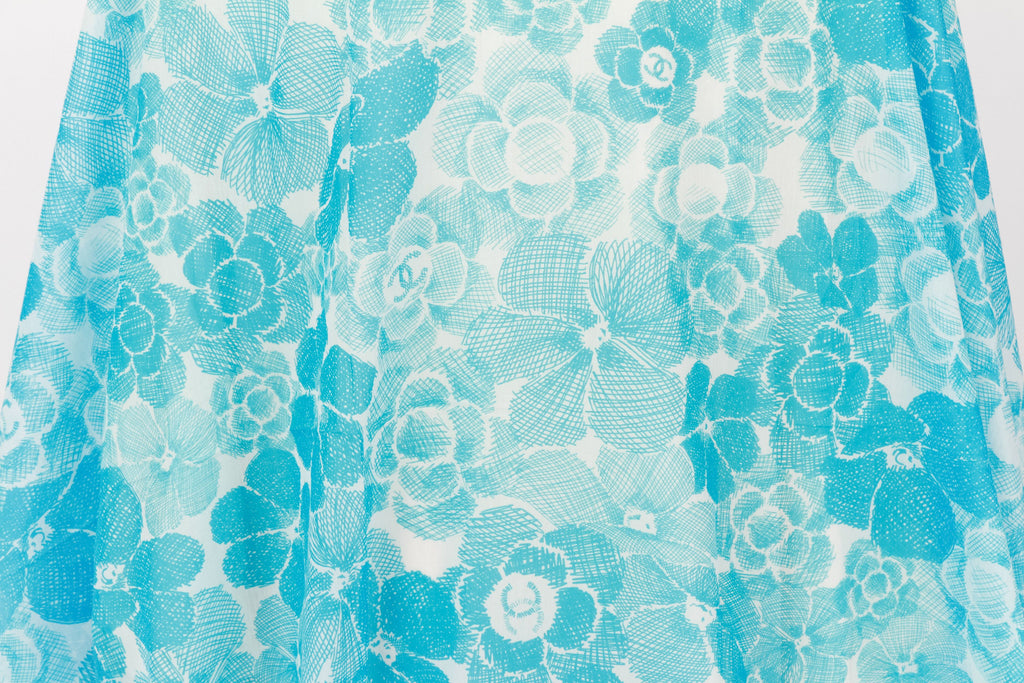 Chanel new turquoise cotton silk shawl