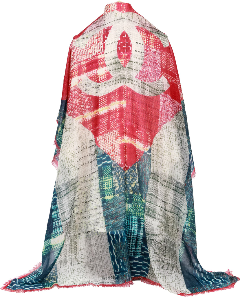 Chanel new tweed print cashmere shawl
