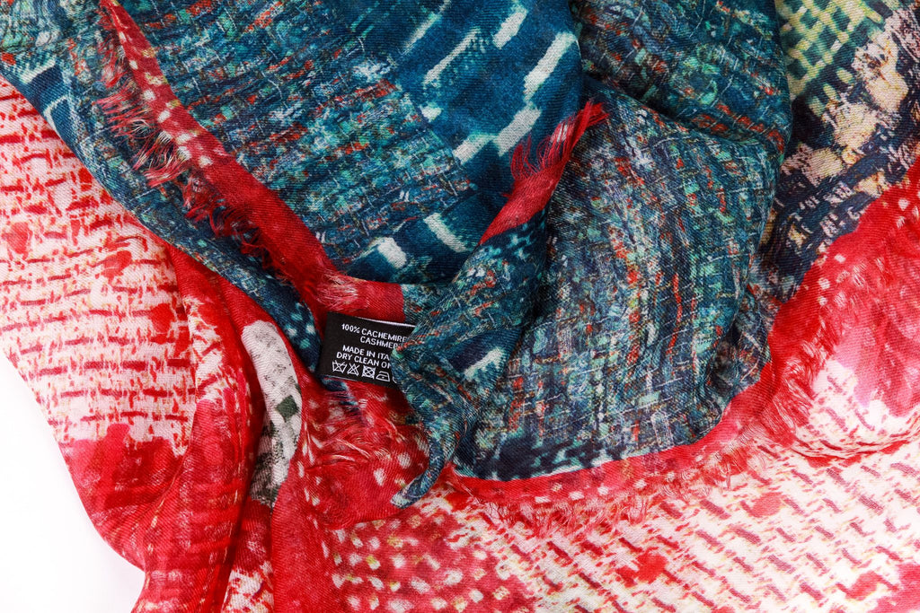 Chanel new tweed print cashmere shawl