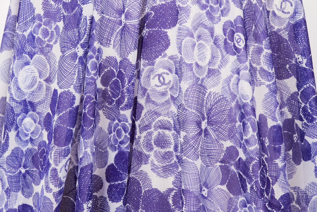 Chanel new XL purple cotton silk shawl
